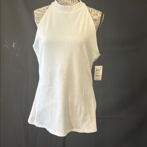 INC International Concepts White Ribbed Tank Top